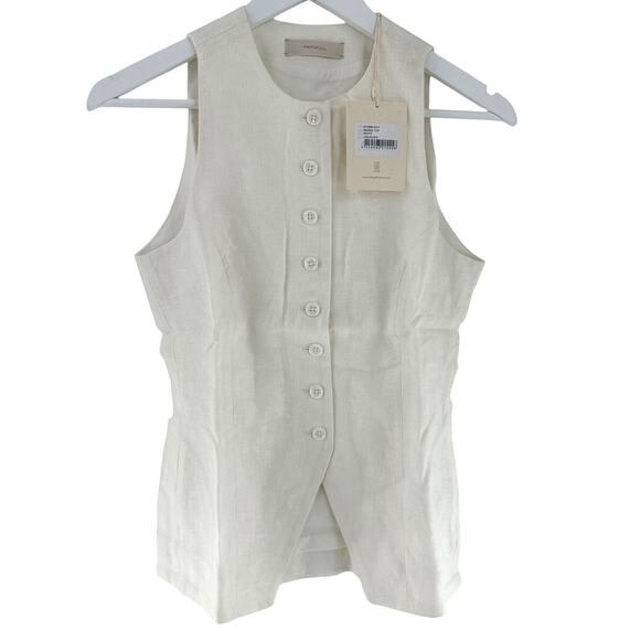 Faithfull the Brand White Linen Seema Top Size 4 - Picture 6 of 11